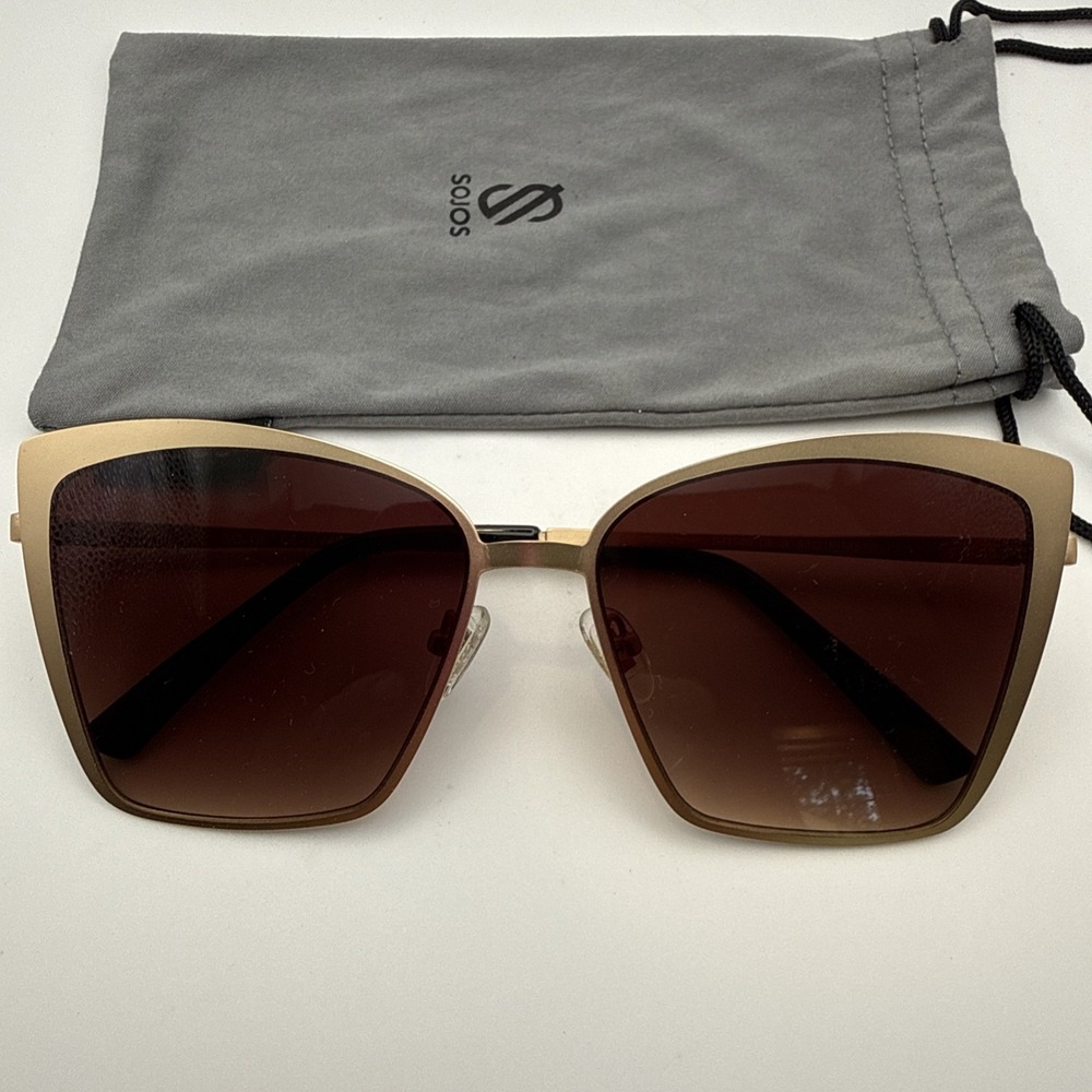 SOJOS - SJ1086 NEW Authentic Sunglasses Gold w/Gold Mirror Lens &travel bag LUXE